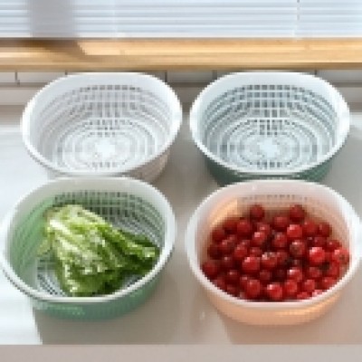 1双层镂空水果篮创意厨房洗菜篮颜色随机