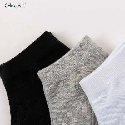 CaldiceKris（中国CK）简约白色纯棉船袜（5双装）CK-FS1016黑/白/灰色 混装发【包邮，北京上海不包邮，偏远地区不发货】