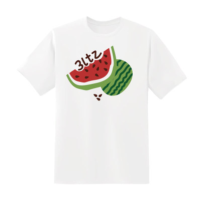 3LTZ 搞怪水果草莓西瓜 纯棉舒适圆领t恤 白色潮流短袖印花网红 男女情侣衫
