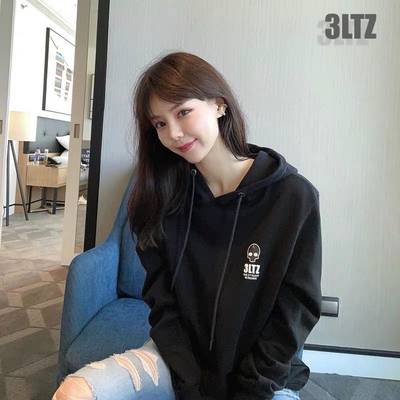 3LTZ情侣卫衣2020小骷髅头连帽圆领加绒男女宽松韩版潮装秋冬新款