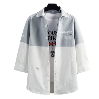 木林森衬衣男装2021新款夏季衣服港风外套潮流开衫薄款短袖衬衫男